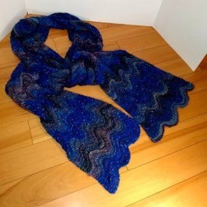 Long blue knitted scarf